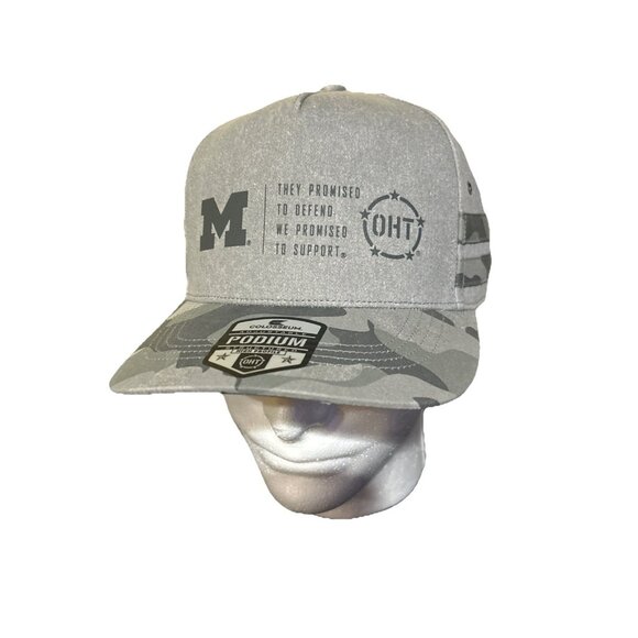 University of Michigan Wolverines Gray Camo Brand OHT Snapback Hat Cap - Picture 1 of 11